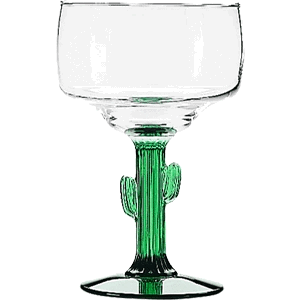 Бокал зеленая ножка «Маргарита-кактус»; стекло; 330 мл; диаметр=94, высота=155 мм; прозрачный,зеленый