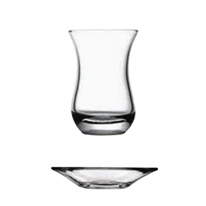 Стаканчик для чая и розетка; стекло; 160 мл; высота=95 мм; прозрачный