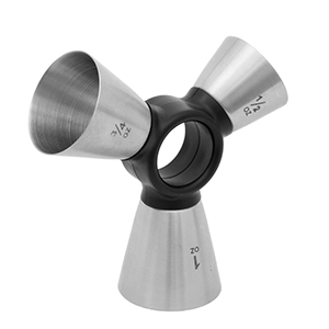 Джиггер 3 в одном (15-20-30 мл); сталь нержавеющая,пластик; металлический,цвет: черный