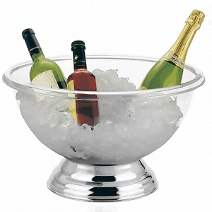 Емкость для охлаждения шампанского; пластик, нержавейка; 16л; диаметр=44, высота=22, ширина=25 см.; прозрачный, металлический