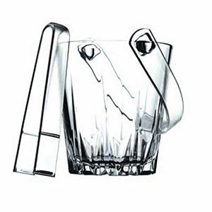 Емкость для льда + щипцы «Карат»; стекло; D=14.9,H=13см; прозрачный