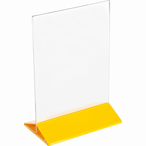 Подставка настольная для меню А5; пластик; H=22,L=15.5,B=9.5см; прозрачный, желтый