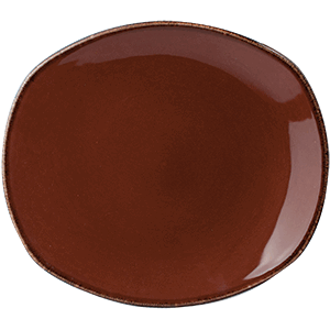 Тарелка мелкая овальная «Террамеса мокка»; материал: фарфор; высота=2, длина=15, ширина=13 см.; темно-коричневая