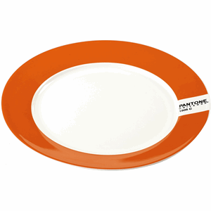 Тарелка «Пантон»; фарфор; D=20, H=1.5см; белый, оранжевый