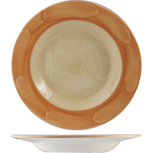 Тарелка глубокая «Паприка»; материал: фарфор; 380 мл; диаметр=21.5 см.; оранжевый цвет,бежевая