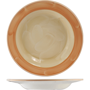 Тарелка для пасты «Паприка»; материал: фарфор; 600 мл; диаметр=30 см.; цвет: оранжевый, бежевый