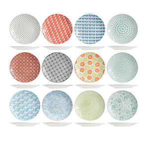 Набор тарелок десертных [12шт]; керамика; D=21см; разноцветный 