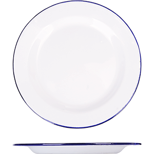 Тарелка мелкая эмалированная; сталь; D=20см; белый,синий