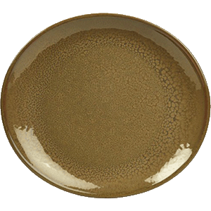 Тарелка овальная «Терра Браун»; керамика; L=21,B=19см; коричневый ,зеленый 