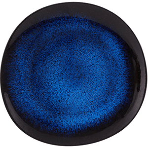 Тарелка; керамика; D=23см; синий,черный