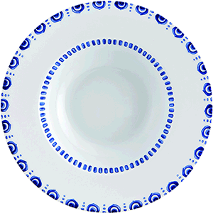 Тарелка д/пасты; фарфор; D=24см; белый,синий