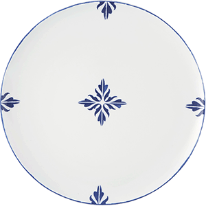 Тарелка  мелкая; фарфор; D=28см; белый,синий