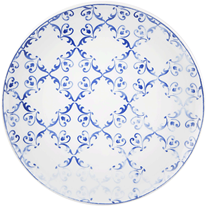 Тарелка д/десерта; фарфор; D=22см; белый,синий
