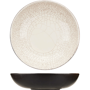 Тарелка глубокая «День и ночь»;  керамика;  0,6л;  D=21,H=5см;  белый, черный