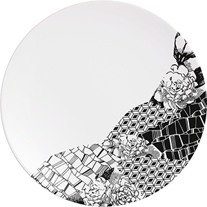 Тарелка мелкая «Фрагмент Ардуаз»;  фарфор;  D=16см;  белый,серый