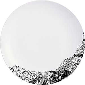 Тарелка глубокая «Фрагмент Ардуаз»;  фарфор;  0,84л;  D=24см;  белый,серый