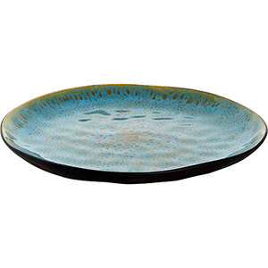 Тарелка «Лотос»; керамика; D=27,5см; коричнев.,бирюз.