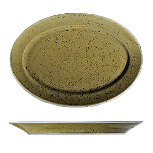 Блюдо овальное «Кантри Стайл»; материал: фарфор; высота=1.5, длина=32 см.; зеленый