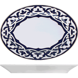Блюдо овальное «Восток»; материал: фарфор; высота=3.3, длина=31.5 см.; синий