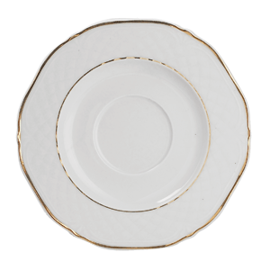Блюдце «Афродита»; материал: фарфор; диаметр=17 см.; белый, цвет: золотой