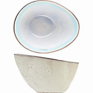 Салатник «Малибу»; керамика; H=60,L=100,B=75мм; белый,бирюзовый 