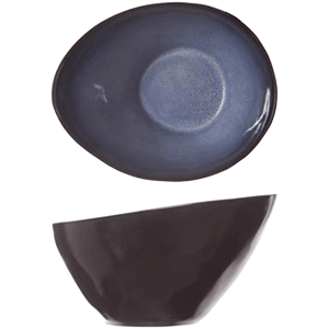 Салатник; керамика; H=85,L=150,B=120мм; синий,черный