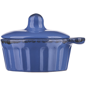 Кокотница с крышкой «Синий крафт»; керамика; 200мл; голубой