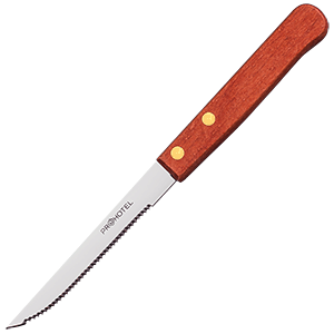 Нож для стейка «Проотель»; сталь нержавеющая, дерево; L=10см; металлический, коричневый