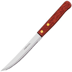 Нож для стейка «Проотель»; сталь нержавеющая, дерево; L=11см; металлический, коричневый