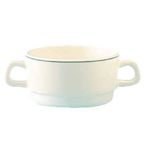 Супница, Бульонница (бульонная чашка) «Рисепшн»; стекло; 280 мл; диаметр=10, высота=5, длина=15 см.; слоновая кость,серый