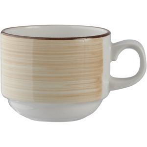 Чашка кофейная «Чино»; материал: фарфор; 100 мл; диаметр=6.5, высота=5, длина=8.5 см.; цвета: белый, бежевый
