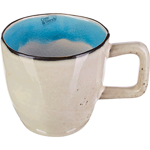 Чашка кофейная «Малибу»; керамика; 240мл; D=85,H=80мм; бежевый цвет ,бирюзовый 