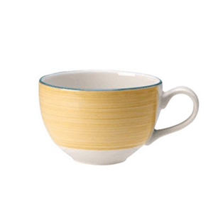 Чашка чайная «Рио Еллоу»; материал: фарфор; 225 мл; диаметр=9, высота=6, длина=12 см.; белый, желтый