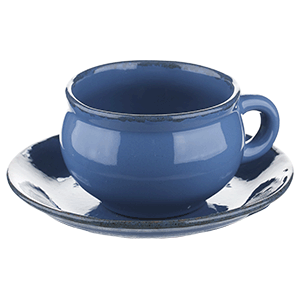 Пара чайная «Синий крафт»; керамика; 250мл; D=9,H=6см; голубой