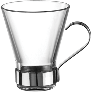 Чашка чайная с металлическим подстаканником «Эпсилон»; стекло; 220мл; D=8.3,H=10см; прозрачный