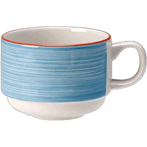 Чашка чайная «Рио Блю»;  фарфор;  170мл;  D=75,H=60мм;  белый,синий
