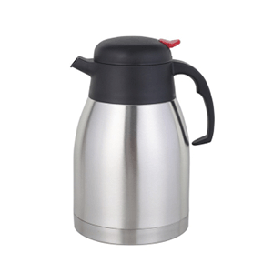 Термос для кофе и чая красная кнопка; сталь, пластик; 1.5л; высота=22, длина=16.8, ширина=13.6 см.; серебряные, цвет: черный