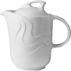 Кофейник с крышкой «Мелодия»; материал: фарфор; объем: 1 литр; высота=17.7, длина=20, ширина=11 см.; белый