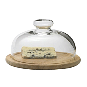 Поднос для сыра с крышкой; стекло,бук; диаметр=16/20, высота=11 см.; прозрачный,светлое дерево