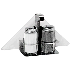 Набор соль/перец и салфетница; сталь нержавеющая,стекло; 50 мл; высота=90, длина=100, ширина=75 мм; серебряные,прозрачный