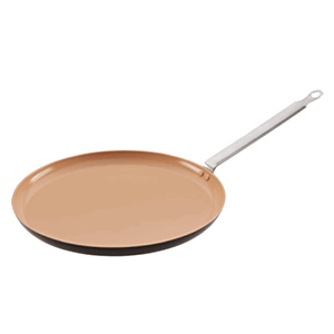 Сковорода для блинов; материал: алюминий, керамика; диаметр=28, высота=3, длина=49 см.; коричневый,бежевая