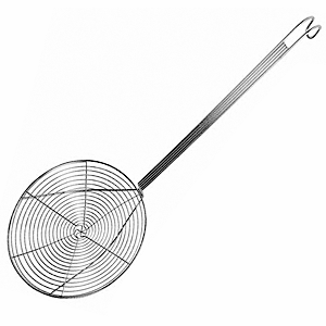 Шумовка-сито; сталь нержавеющая; диаметр=13, длина=45.5 см.; металлический