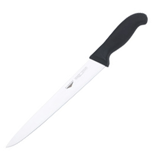 Нож для нарезки мяса; сталь нержавеющая,пластик; длина=38/25, ширина=3 см.; цвет: черный