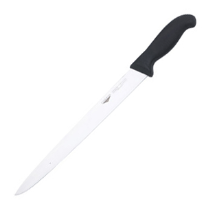 Нож для нарезки мяса; сталь нержавеющая,пластик; длина=435/300, ширина=30 мм; цвет: черный
