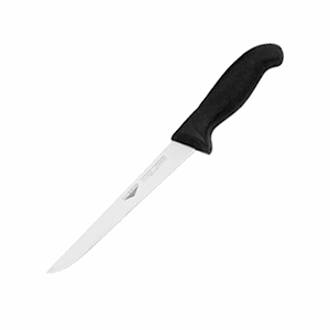 Нож для обвалки мяса; сталь, пластик; длина=35/17, ширина=4 см.; металлический, цвет: черный