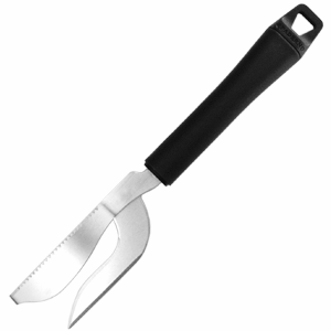 Нож для чистки и разделки рыбы; сталь, пластик; длина=220/105, ширина=35 мм; металлический,цвет: черный