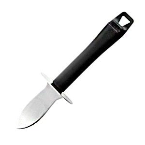 Нож для устриц; сталь нержавеющая,пластик; длина=20/7.5, ширина=5.5 см.; цвет: черный,металлический