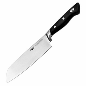 Нож японский шеф; сталь нержавеющая,пластик; длина=33/19, ширина=5 см.; цвет: черный