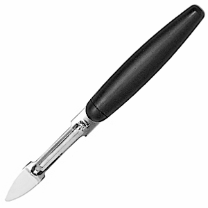Нож для чистки овощей; сталь, пластик; длина=20.5, ширина=2 см.; цвет: черный, металлический