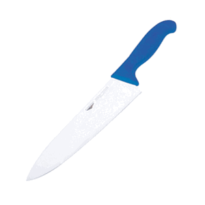 Нож поварской; сталь; длина=405/260, ширина=55 мм; синий,металлический